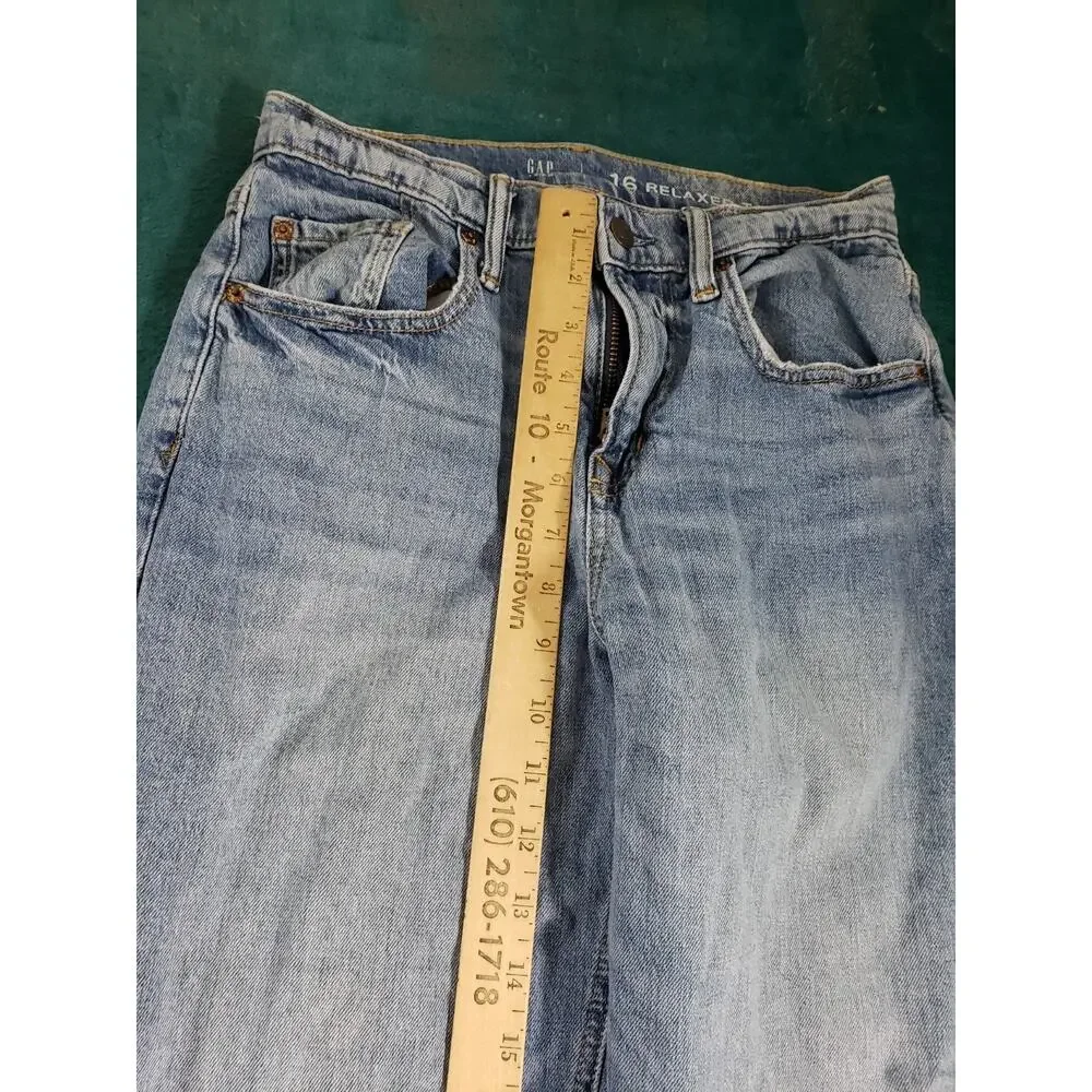 Gap Jeans Size 16 Youth Boys Teen Blue Stretch Denim Pant Mid Rise Relaxed Taper